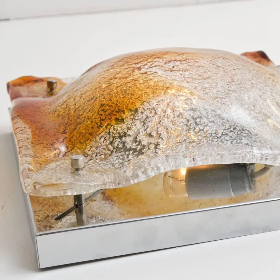 New Pamono Murano Glass Abstract Wall Sconces from Mazzega, Italy, 1970, Set of 2