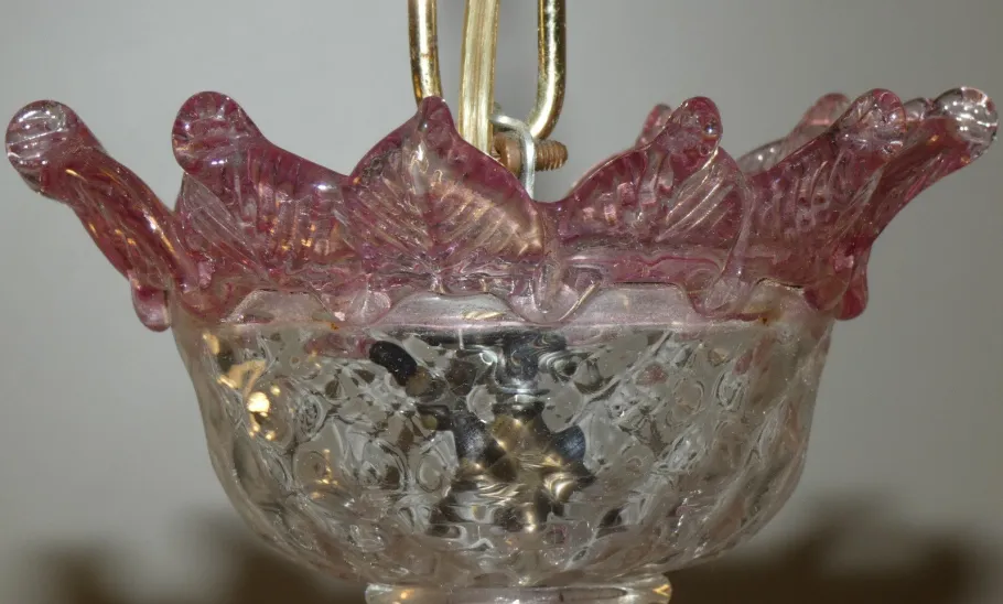 Clearance Pamono Murano Glass and Brass Chandelier, 1950s