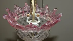 Clearance Pamono Murano Glass and Brass Chandelier, 1950s