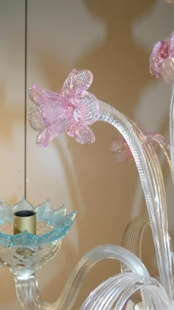 Clearance Pamono Murano Glass and Brass Chandelier, 1950s