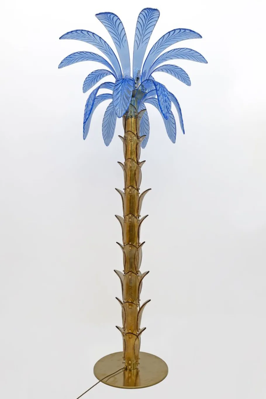 Clearance Pamono Murano Glass and Brass Palm Tree Floor Lamp, 1970s