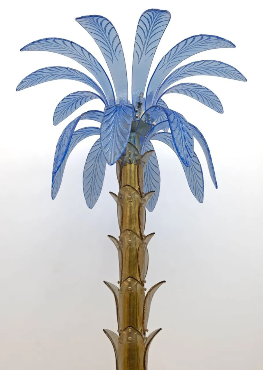 Clearance Pamono Murano Glass and Brass Palm Tree Floor Lamp, 1970s