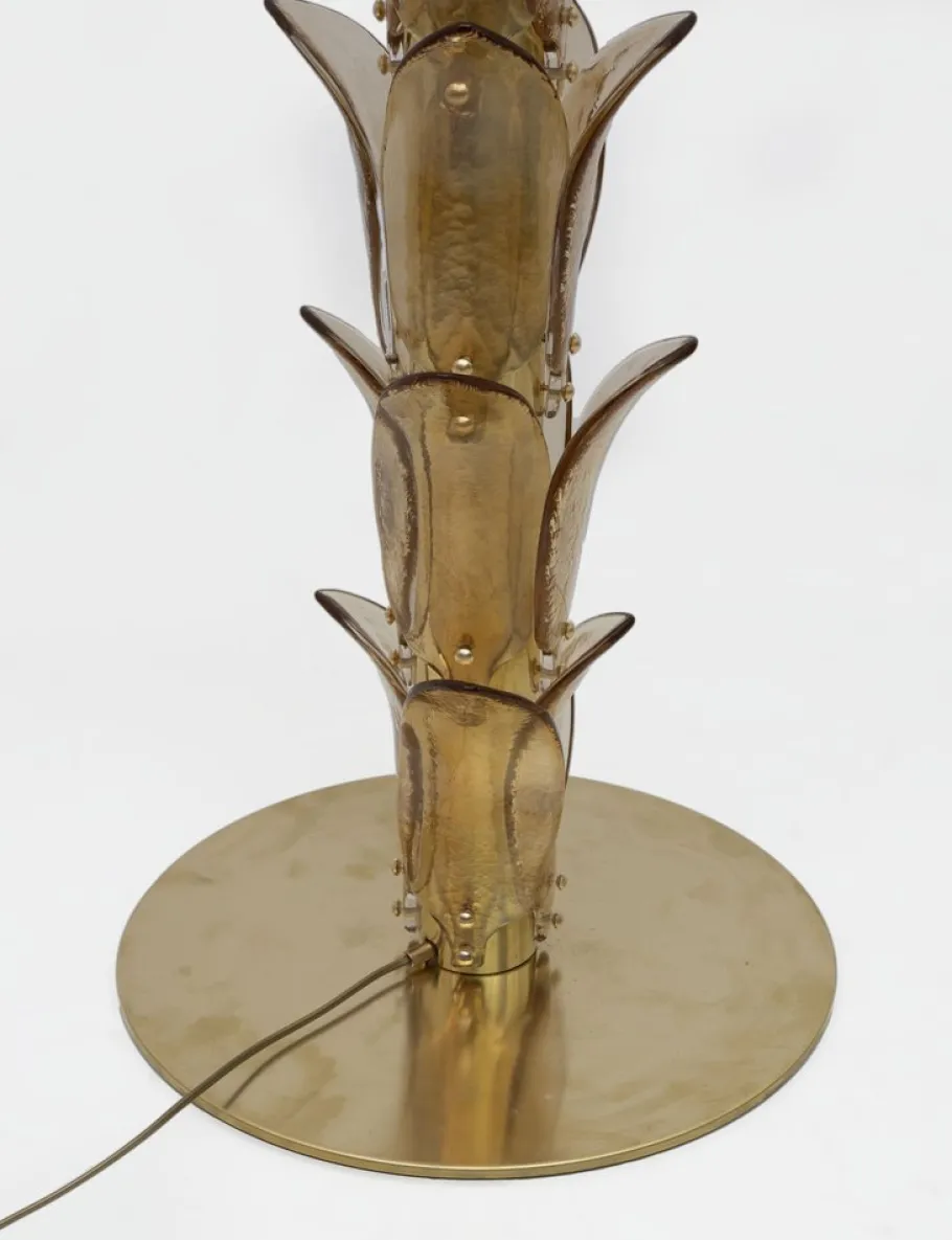 Clearance Pamono Murano Glass and Brass Palm Tree Floor Lamp, 1970s