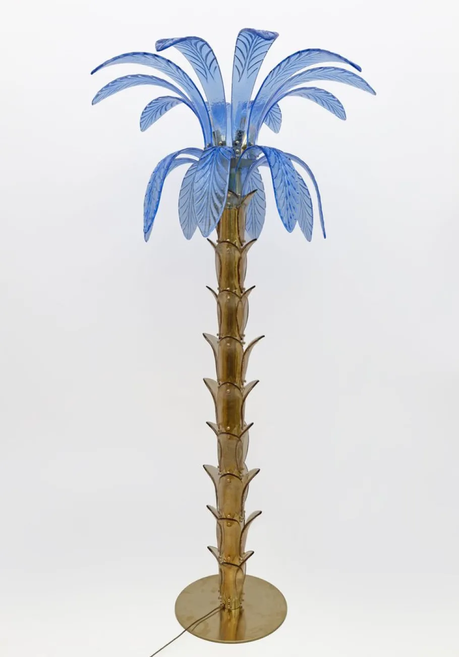 Clearance Pamono Murano Glass and Brass Palm Tree Floor Lamp, 1970s