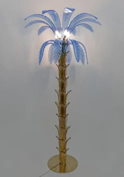 Clearance Pamono Murano Glass and Brass Palm Tree Floor Lamp, 1970s