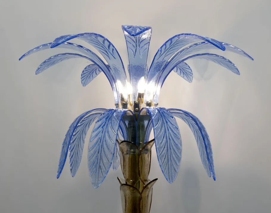 Clearance Pamono Murano Glass and Brass Palm Tree Floor Lamp, 1970s