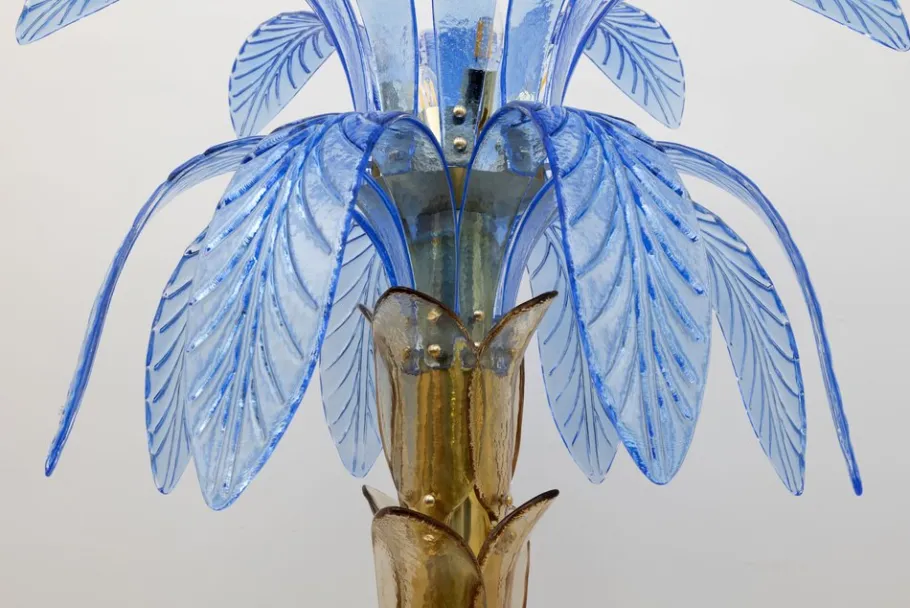 Clearance Pamono Murano Glass and Brass Palm Tree Floor Lamp, 1970s