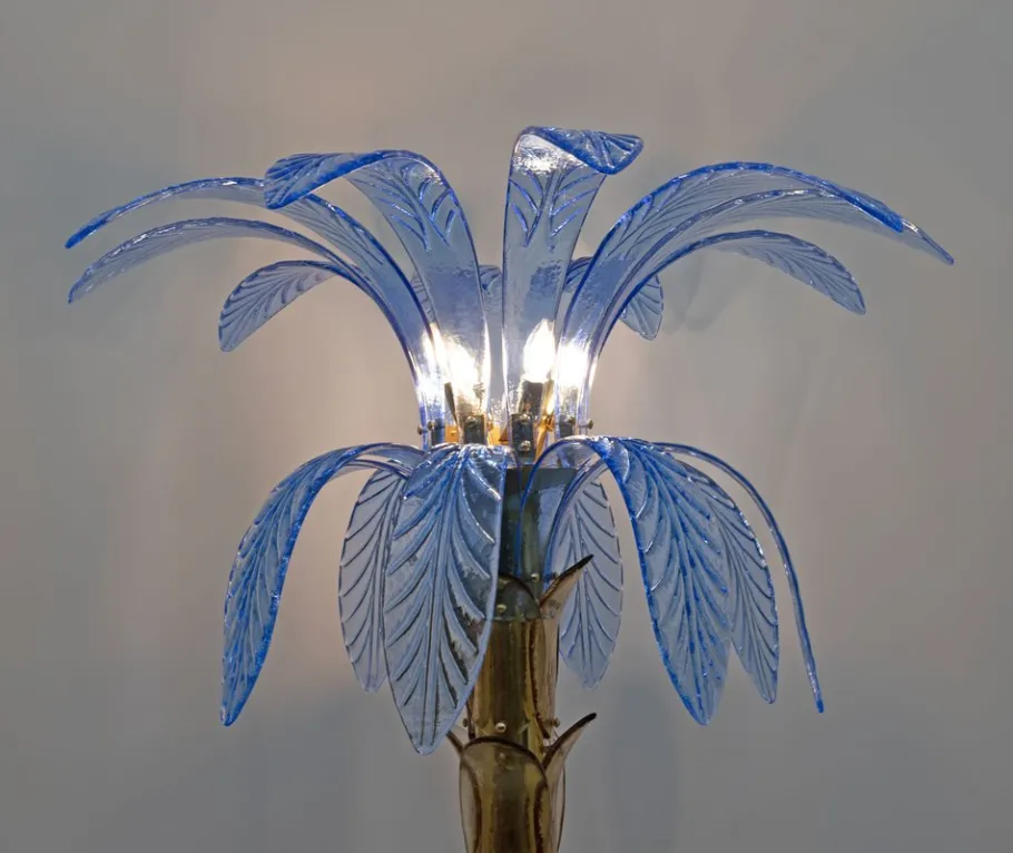 Clearance Pamono Murano Glass and Brass Palm Tree Floor Lamp, 1970s