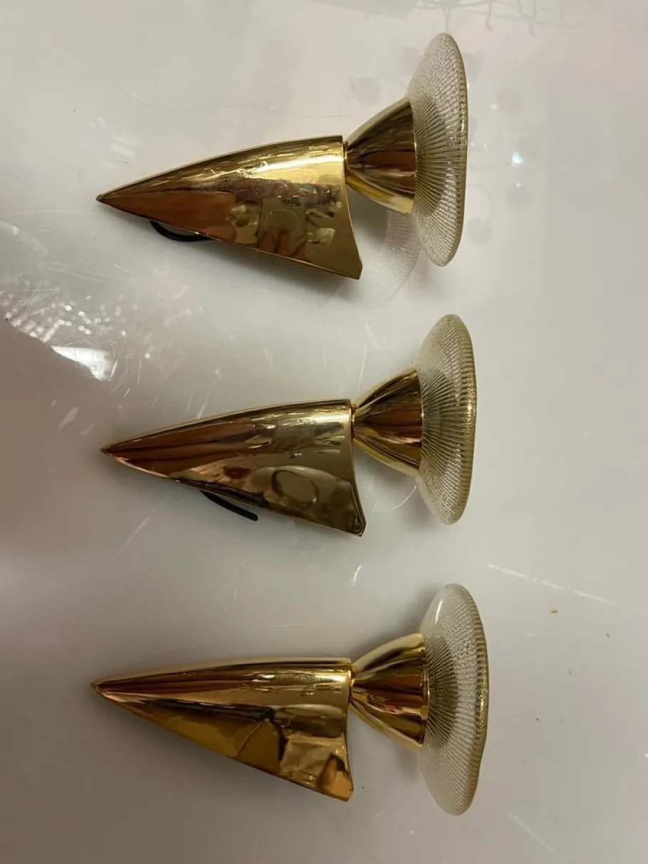 Hot Pamono Murano Glass and Brass Sconces, 1980s, Set of 3