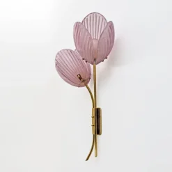 Sale Pamono Murano Glass and Brass Tulip Sconces, 2000s, Set of 2