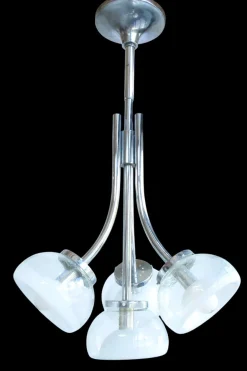Best Pamono Murano Glass and Chrome 4-Arm Chandelier attributed to Gaetano Sciolari, 1970s