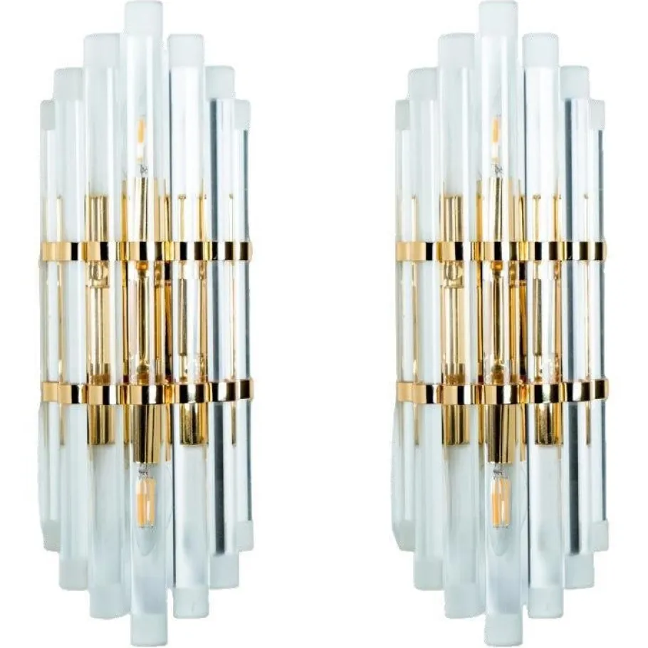 Hot Pamono Murano Glass and Gilt Brass Sconce, 1960s