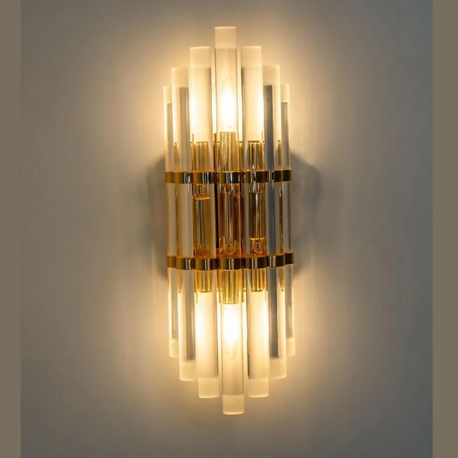 Hot Pamono Murano Glass and Gilt Brass Sconce, 1960s