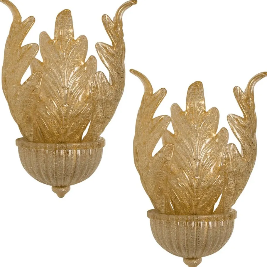 Best Pamono Murano Glass and Gold-Plated Wall Sconce from Barovier & Toso, 1960s