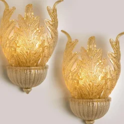 Best Pamono Murano Glass and Gold-Plated Wall Sconce from Barovier & Toso, 1960s