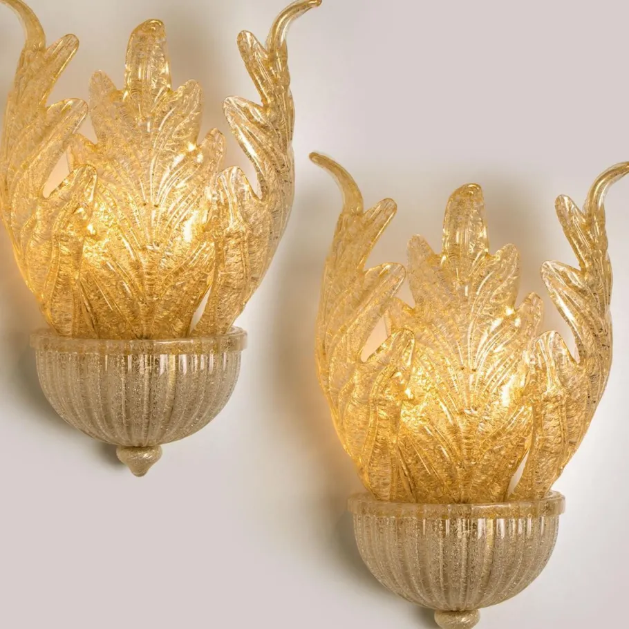 Best Pamono Murano Glass and Gold-Plated Wall Sconce from Barovier & Toso, 1960s