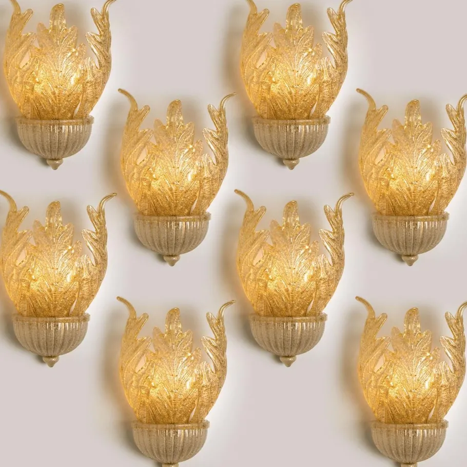 Best Pamono Murano Glass and Gold-Plated Wall Sconce from Barovier & Toso, 1960s