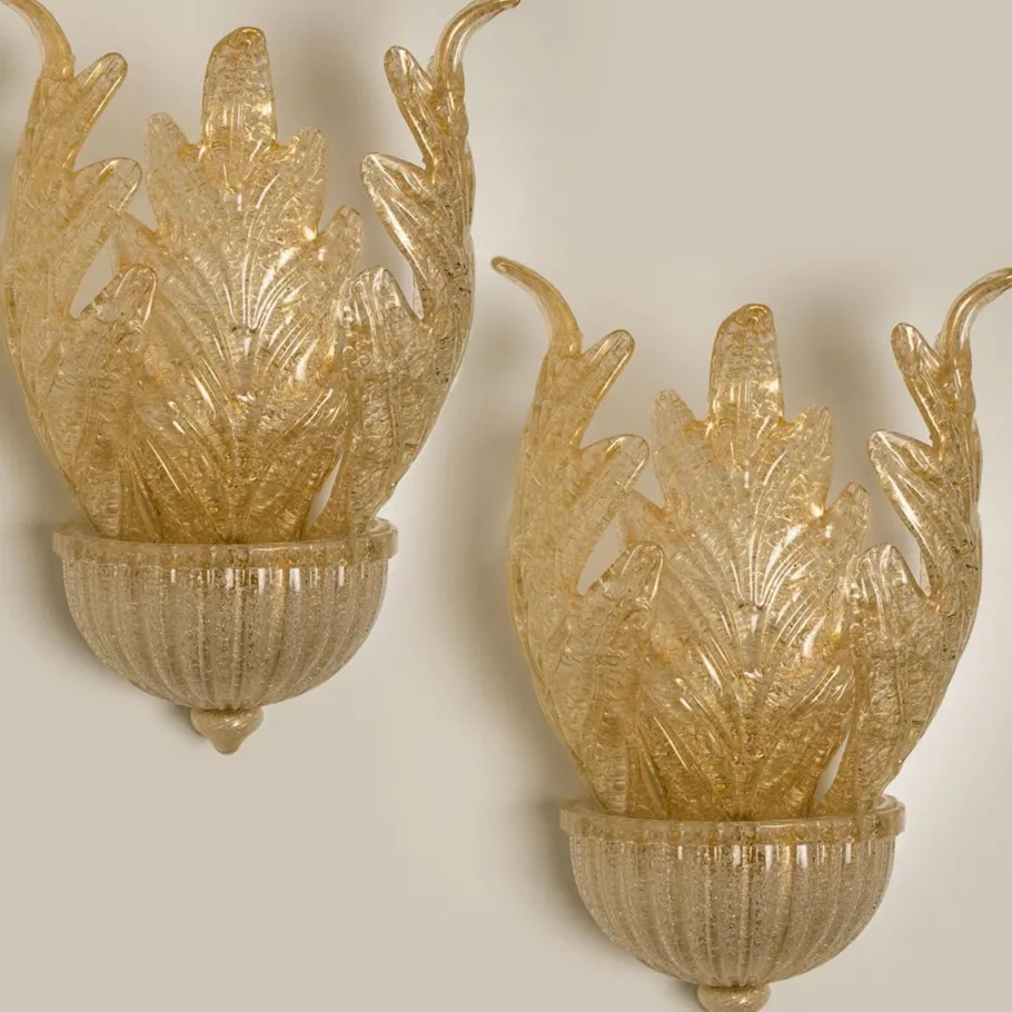 Best Pamono Murano Glass and Gold-Plated Wall Sconce from Barovier & Toso, 1960s