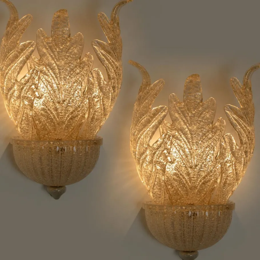 Best Pamono Murano Glass and Gold-Plated Wall Sconce from Barovier & Toso, 1960s