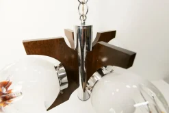 Best Pamono Murano Glass and Teak Chandelier from Mazzega, 1960s