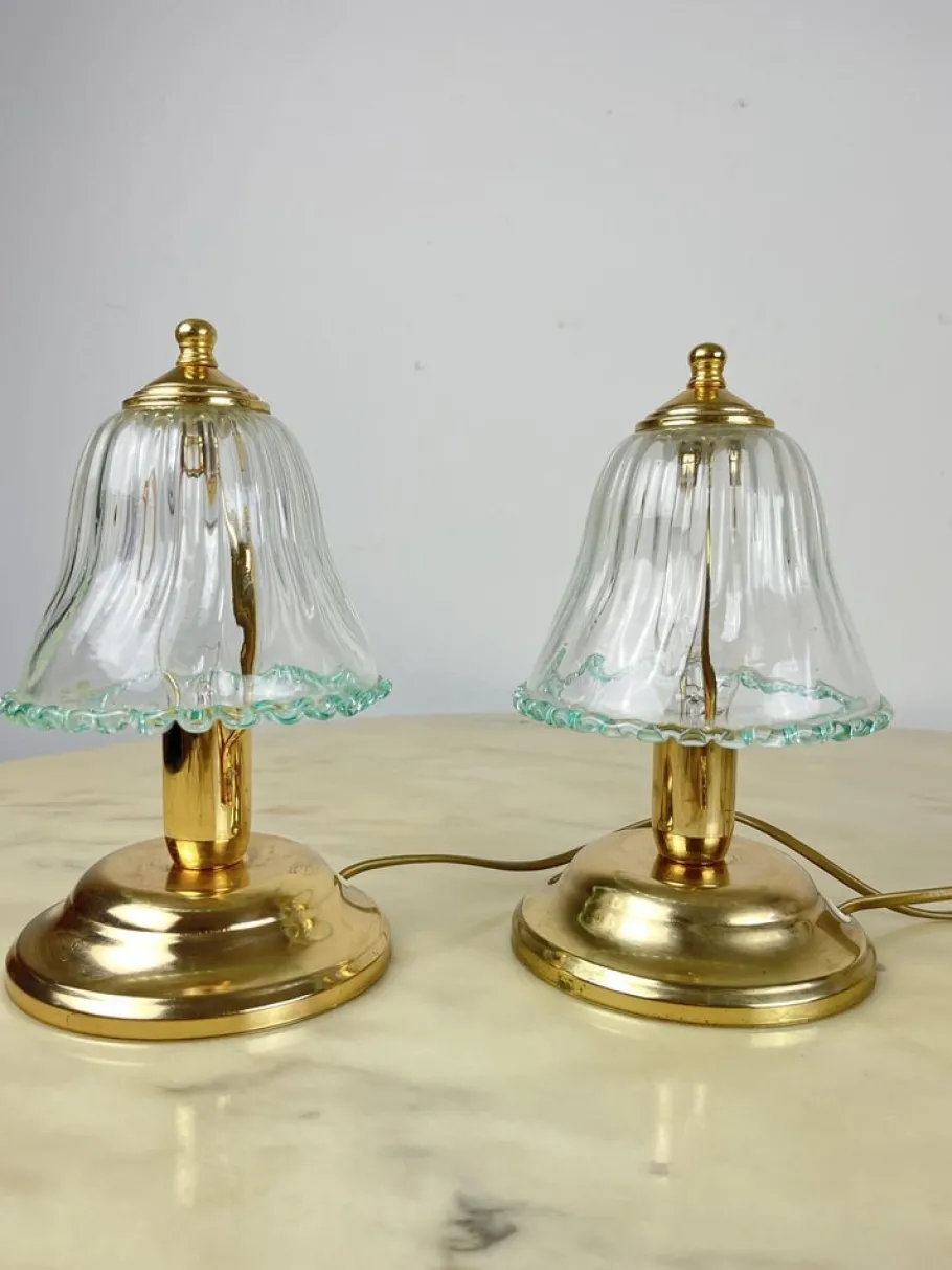 Best Pamono Murano Glass Bedside Lamps, Italy, 1980s, Set of 2