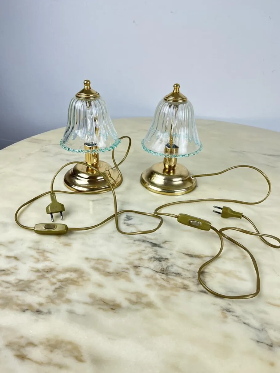 Best Pamono Murano Glass Bedside Lamps, Italy, 1980s, Set of 2