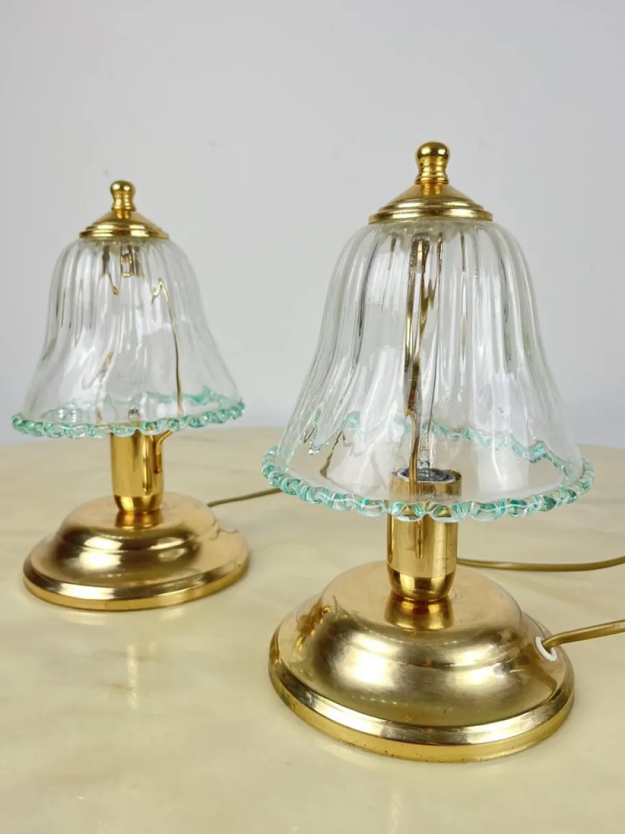 Best Pamono Murano Glass Bedside Lamps, Italy, 1980s, Set of 2