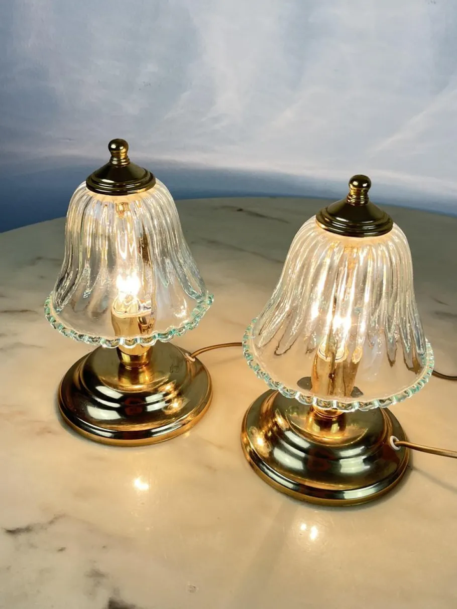 Best Pamono Murano Glass Bedside Lamps, Italy, 1980s, Set of 2