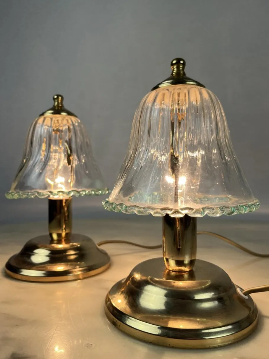 Best Pamono Murano Glass Bedside Lamps, Italy, 1980s, Set of 2