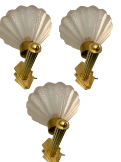 Sale Pamono Murano Glass Brass Sconces, 1950s, Set of 3