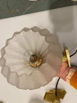 Sale Pamono Murano Glass Brass Sconces, 1950s, Set of 3