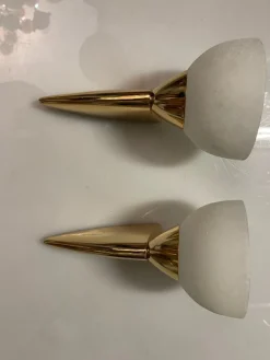 Clearance Pamono Murano Glass Brass Sconces, 1980s, Set of 2