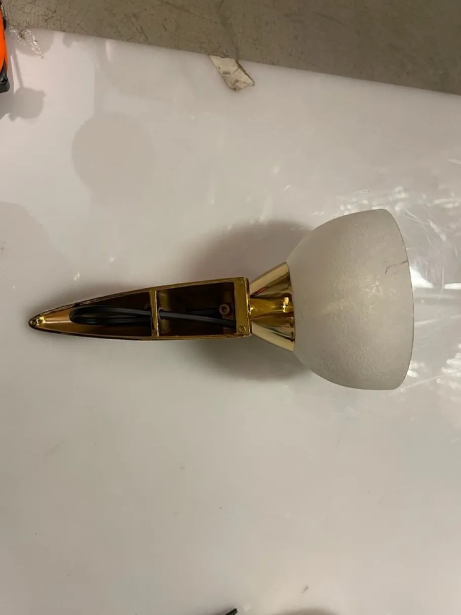 Clearance Pamono Murano Glass Brass Sconces, 1980s, Set of 2