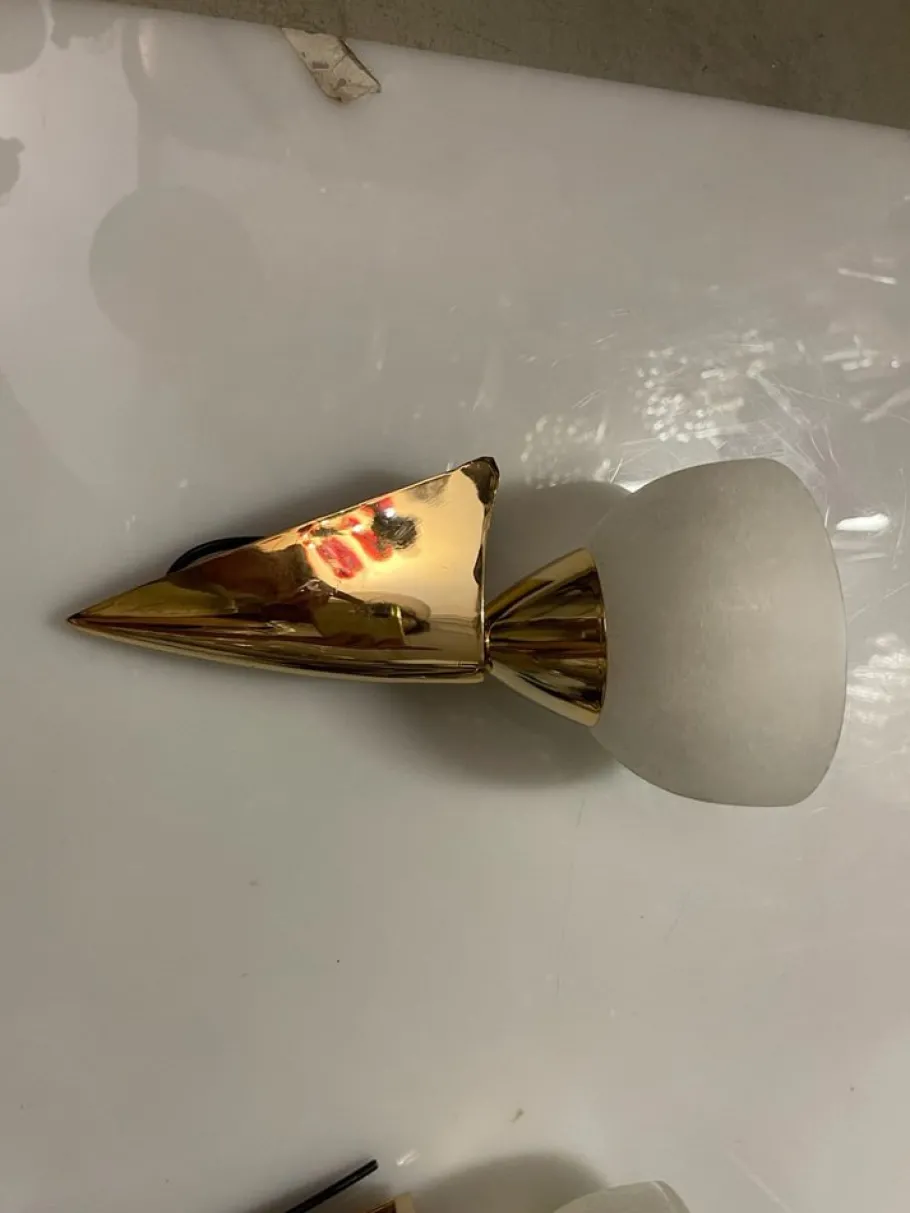 Clearance Pamono Murano Glass Brass Sconces, 1980s, Set of 2