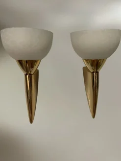 Clearance Pamono Murano Glass Brass Sconces, 1980s, Set of 2