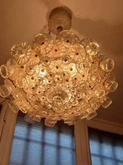 New Pamono Murano Glass Chandelier attributed to Ercole Barovier, 1930s