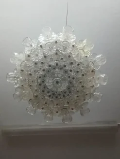 New Pamono Murano Glass Chandelier attributed to Ercole Barovier, 1930s