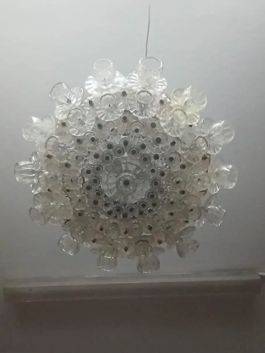 New Pamono Murano Glass Chandelier attributed to Ercole Barovier, 1930s