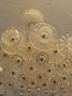 New Pamono Murano Glass Chandelier attributed to Ercole Barovier, 1930s