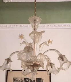 Best Pamono Murano Glass Chandelier, Italy, 1930s