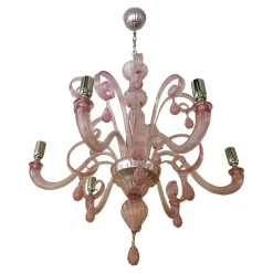 Clearance Pamono Murano Glass Chandelier in Pink by Simoeng