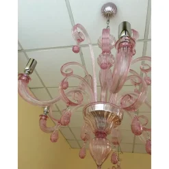 Clearance Pamono Murano Glass Chandelier in Pink by Simoeng