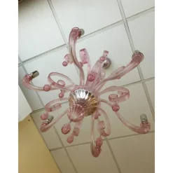 Clearance Pamono Murano Glass Chandelier in Pink by Simoeng