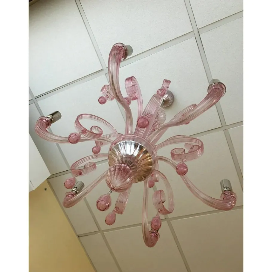 Clearance Pamono Murano Glass Chandelier in Pink by Simoeng