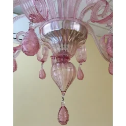 Clearance Pamono Murano Glass Chandelier in Pink by Simoeng