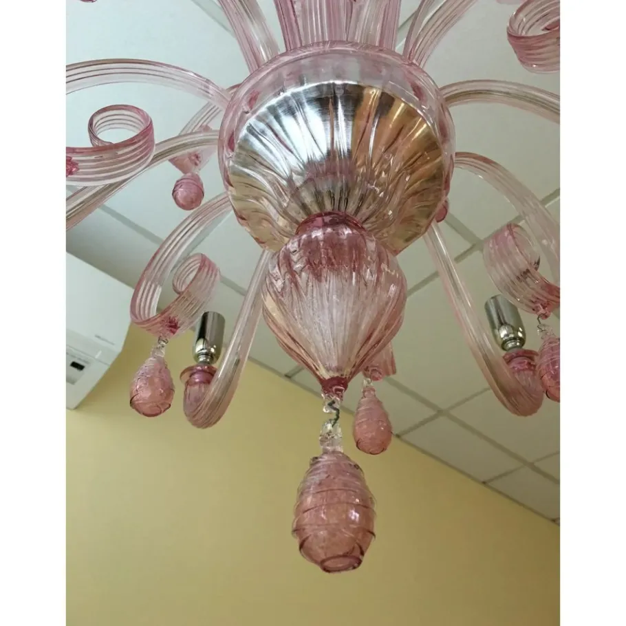 Clearance Pamono Murano Glass Chandelier in Pink by Simoeng