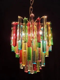Discount Pamono Murano Glass Chandelier with Trihedral Prisms in the style of Venini, Venice, Italy, 1972