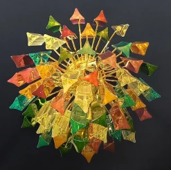 Discount Pamono Murano Glass Chandelier with Trihedral Prisms in the style of Venini, Venice, Italy, 1972