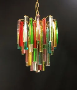 Discount Pamono Murano Glass Chandelier with Trihedral Prisms in the style of Venini, Venice, Italy, 1972