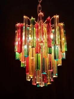 Discount Pamono Murano Glass Chandelier with Trihedral Prisms in the style of Venini, Venice, Italy, 1972